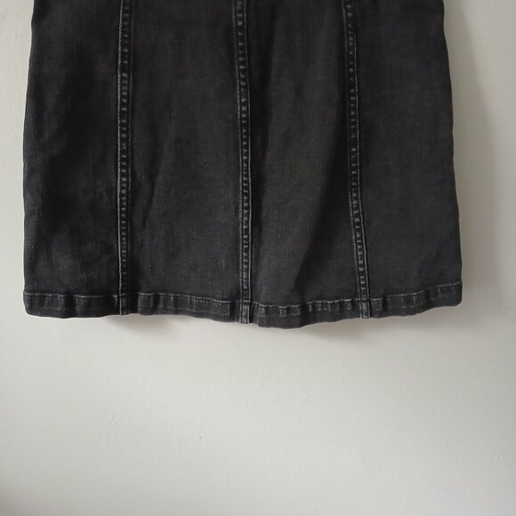 Madewell Denim Mini Skirt Sz 4 A Line Button Up Black Pockets Stretch Cotton - Picture 12 of 12